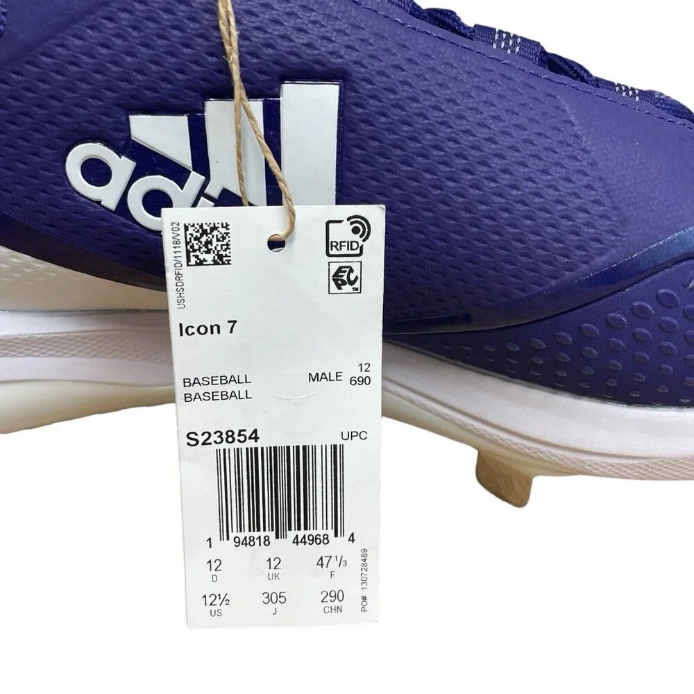 ADIDAS ICON 7 METAL BASEBALL CLEATS MENS SIZE 12.5 S23854 COLLEGIATE PURPLE NEW